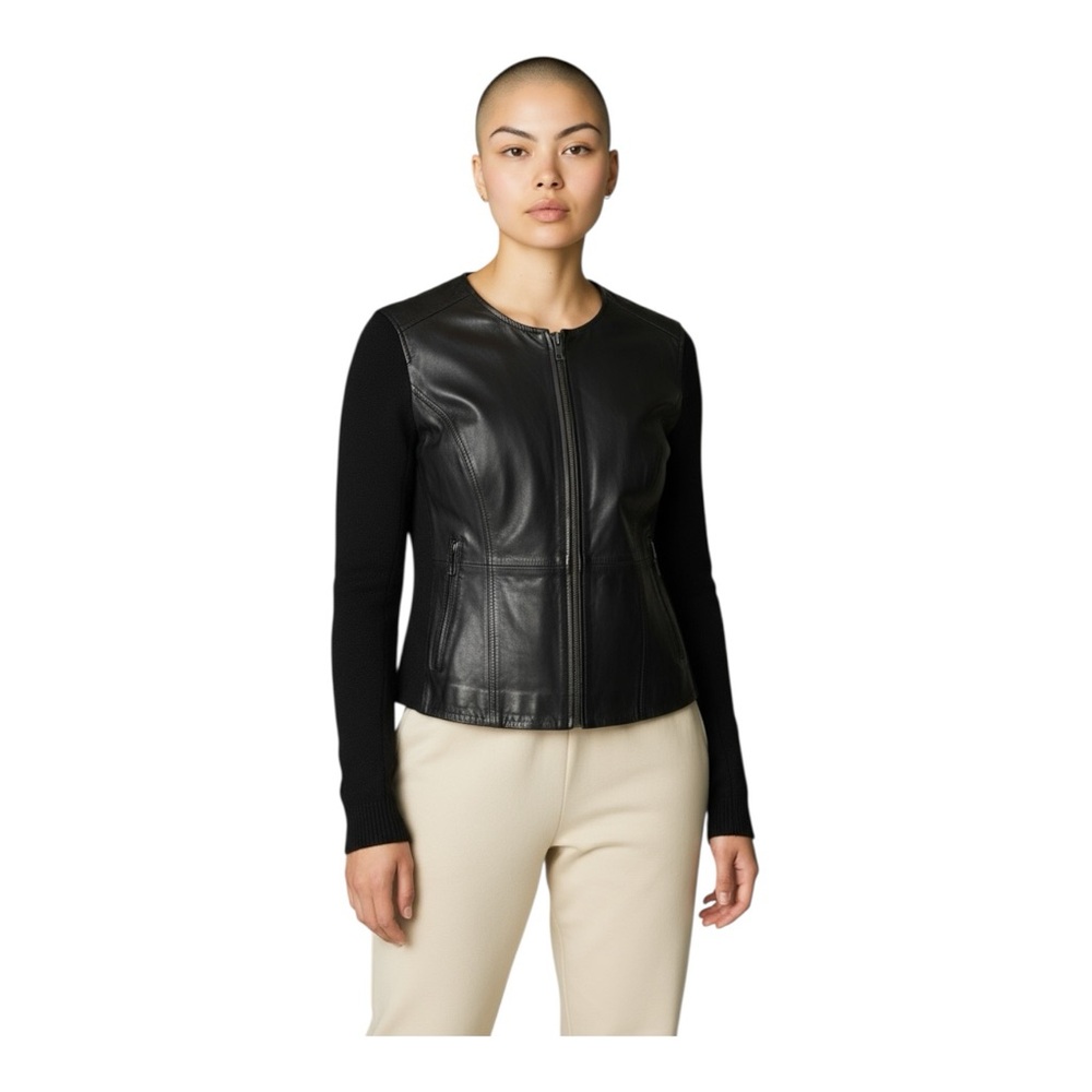 Vintage Pursuits Ltd. Leather Front Zip Up Sweater Streetwear Mobwife